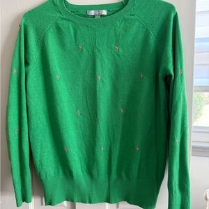Good Luck Gem Vibrant Green Sweater with Pink Details